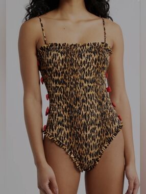 Damson Madder Betty Smocked Bow One-Piece Swimsuit 10US/14 UK